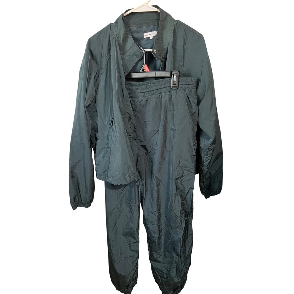 Good American Womens Windbreaker & Matching Pants Set Size 3 Dark Green Nylon